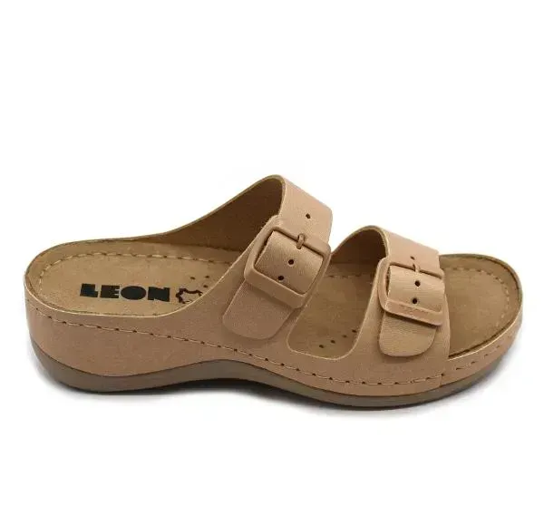 Женские шлепанцы Leon Бежевый 955-beige ортопедия