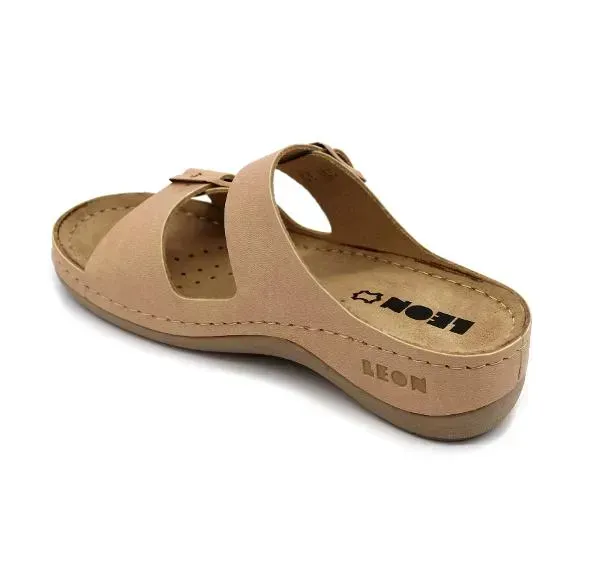 Женские шлепанцы Leon Бежевый 955-beige ортопедия