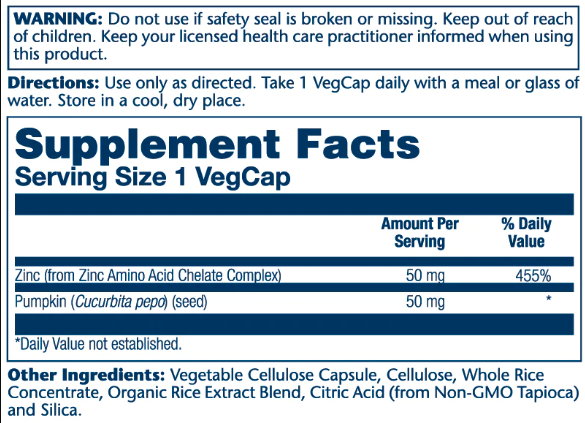 Zinc 50mg - 100 vcaps