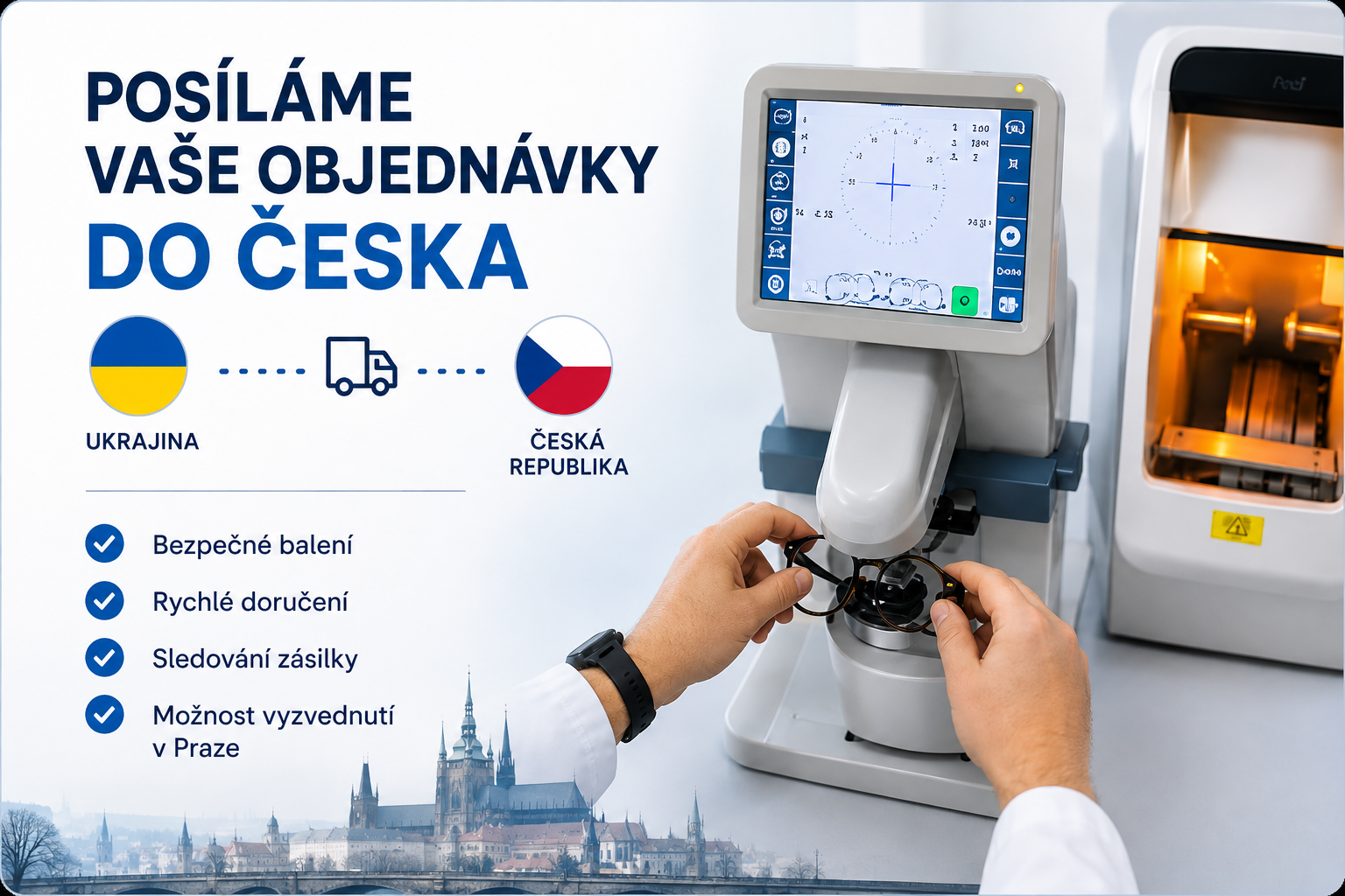 Doručení brýlí do Česka